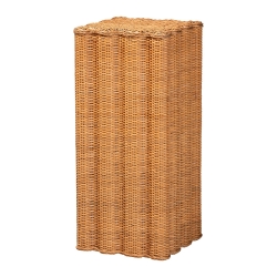bali & pari Chie Natural Rattan Pedestal with Scalloped Edge Detail